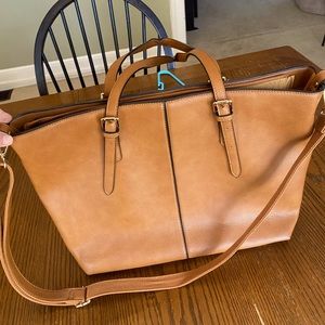 Leather shoulder/laptop bag.